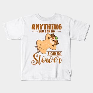 Cute Sloth Lazy Office Worker Working Sloth Statement Chill Kids T-Shirt